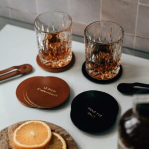 Dessous de verres en cuir icônes <br> LES RAFFINEURS
