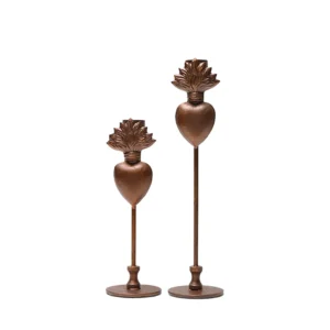 Lot 2 Bougeoirs laiton brun -31cm et 25cm BONCOEURS