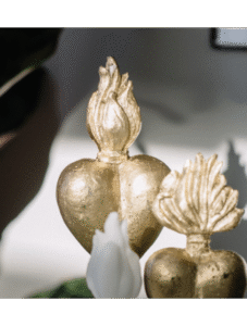 Coeur en cire jeanne hostie doré BONCOEURS