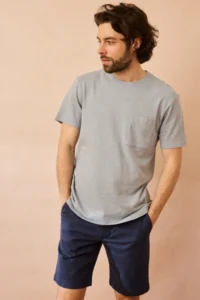 T-shirt en coton-lin Ramatuelle Bleu charron <br> JAQK