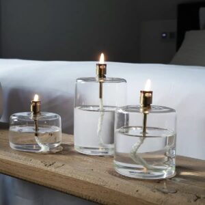 Lampe à huile cylindre transparente laiton <br> PERI LIVING