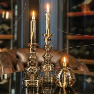 Lampe à huile chandelier champagne <br> PERI LIVING